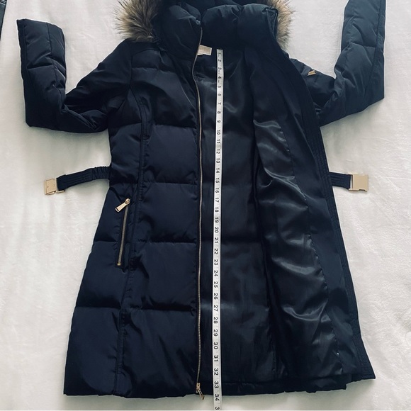 Michael Kors Down Fill Water Wind Resistant Belted Zip Up Navy Puffer Coat Sz S - Picture 10 of 13